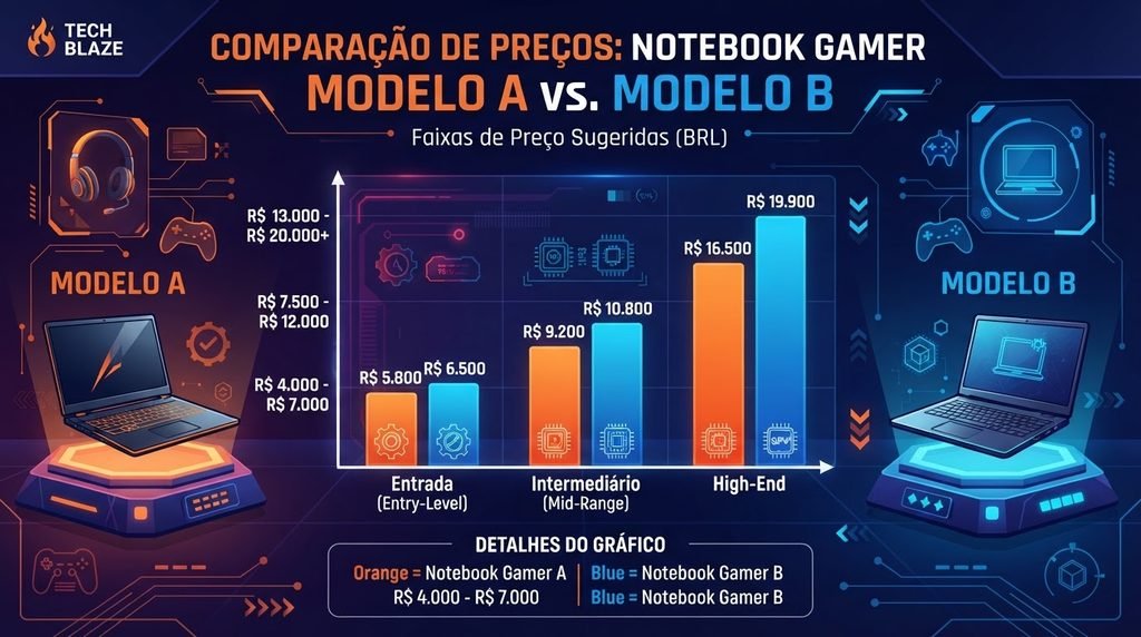 Infográfico comparando faixas de preço dos dois modelos