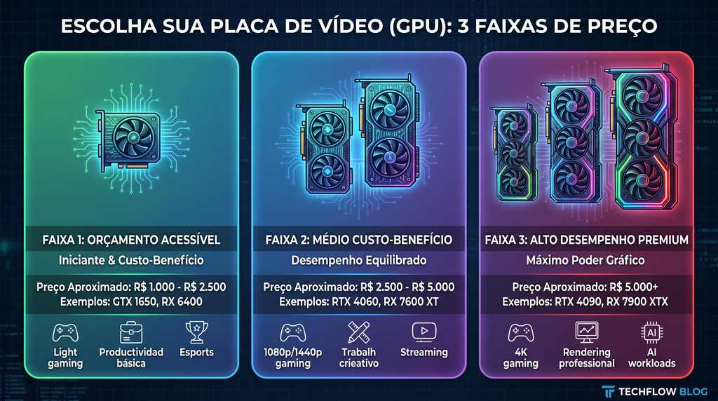 Infográfico comparando faixas de preço de notebooks gamer de entrada