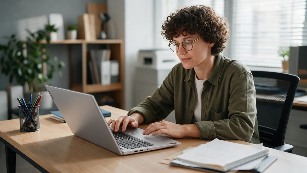 Pessoa utilizando o Lenovo IdeaPad 3 para tarefas do dia a dia