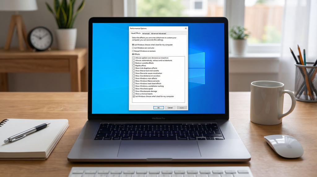 Tela de configurações de aparência e desempenho do Windows
