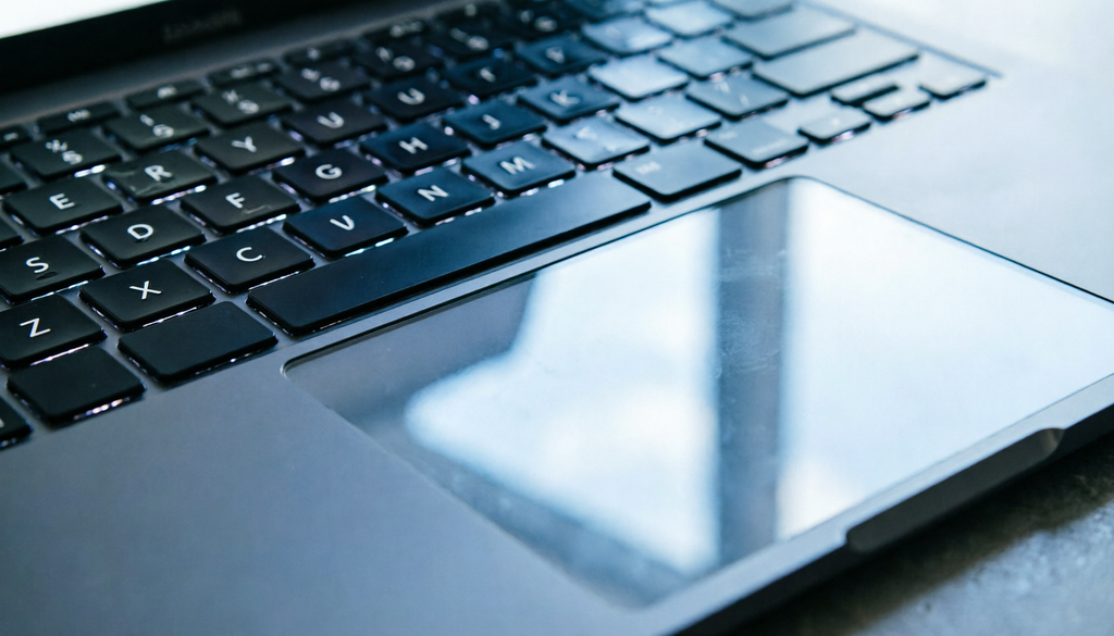 Close-up do teclado e trackpad do Samsung Book